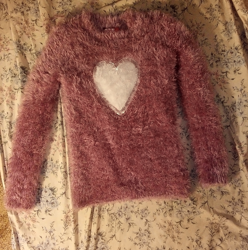 long sleeved girls size XL 14/16 purple furry sweater kohls